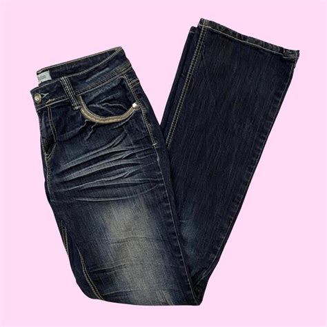 Y K Bedazzled Low Mid Rise Bootcut Jeans Size Depop