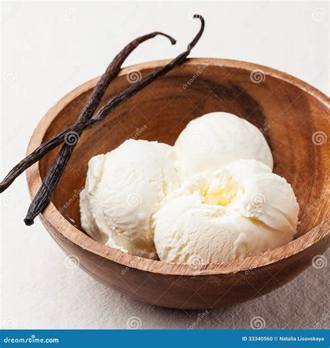 Vanilla Ice Cream Stock Photo Image Of Bowl Cream Wooded 33340560