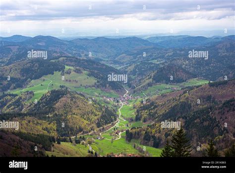 Stunning View Of The Small Village Of B Llen In A Green Valley From