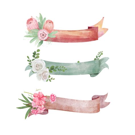 Watercolor Ribbon Banner Png Transparent Banner Watercolor Wedding