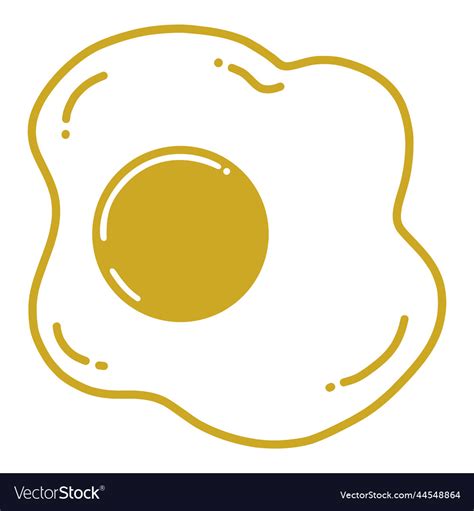 Egg Sunny Side Up Doodle Drawing Icon Art Vector Image