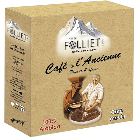 FOLLIET Café moulu à l ancienne 100 arabica 2x250g pas cher Auchan fr