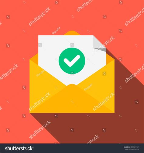 Envelope Document Round Green Check Mark Stock Vector Royalty Free