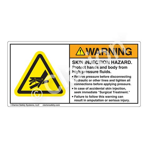 Warning Skin Injection Hazard H1040 Fzwh Label