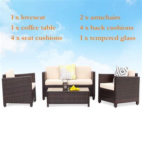 Buy Superjoe Outdoor Patio Furniture Set Pcs All Weather Wicker