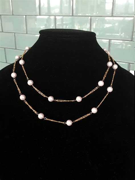 Kamala Harris Pearl Necklace Pearl And Gold Station Chain Double