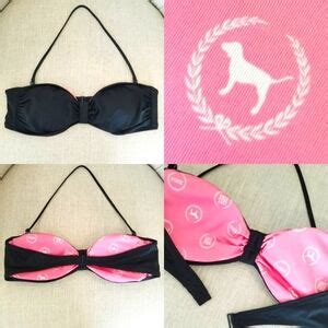 Pink Victoria S Secret Swim Victorias Secret Pink Vintage Black Swim Bikini Bandeau Crop Top