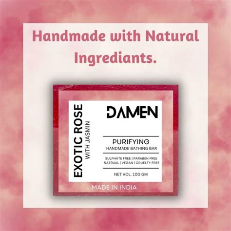 Damen Purifying Rose Bathing Soap Bar With Jasmine Extracts Natural