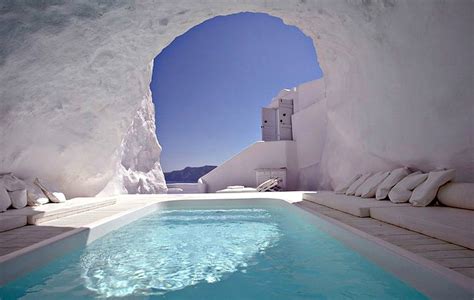 Katikies Hotel Swimming Pool Greek Island Of Santorini The