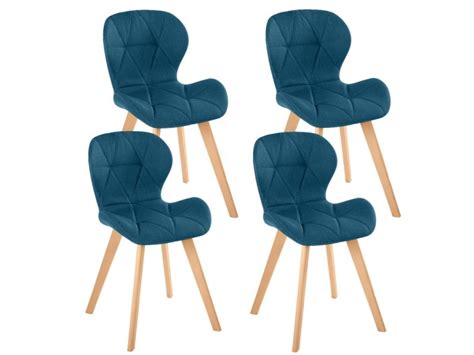 Lot De Chaises Robine En Tissu Bleu Canard Pour Salle Manger