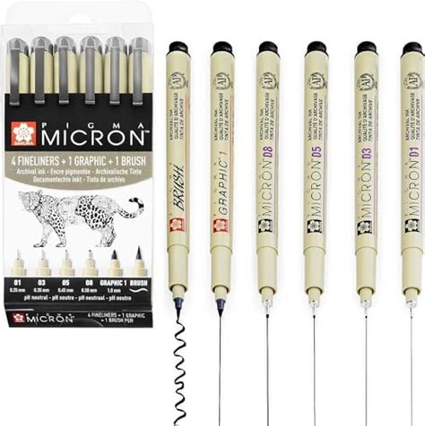 Sakura Pigma Micron Pigment Fineliner Stifte 01 03 05 08 Graphic Pinsel