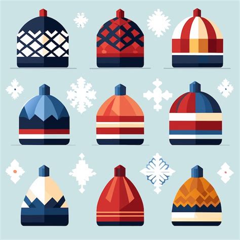 Premium Vector Snow Cap Collection Set