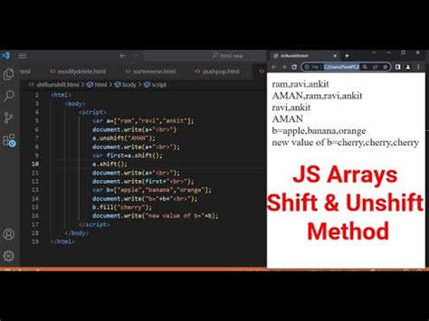 JavaScript Arrays Shift And Unshift Method JavaScript Tutorial In