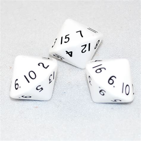 Opaque White 16 Sided Dice D16 Gmdice