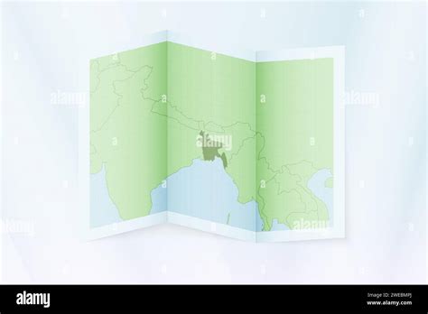 Bangladesh Map Folded Paper With Bangladesh Map Vector Illustration