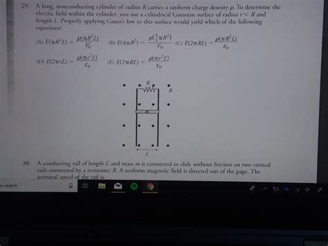 Solved A Long Nonconducting Cylinder Of Radius R Carries A Chegg