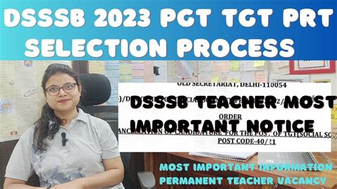 Dsssb Pgt Tgt Prt Selection Process Dsssb Tgt Imp Notice Dsssb