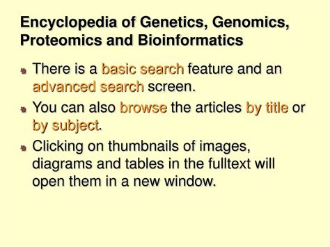 Ppt Encyclopedia Of Genetics Genomics Proteomics And Bioinformatics