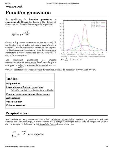 Función Gaussiana Pdf Distribución Normal Análisis Matemático