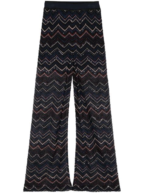 Missoni Sequin Embellished Zigzag Flared Trousers Black Farfetch