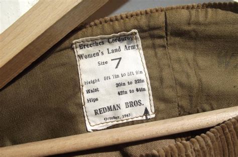 Crow Valley Militaria Dated Women S Land Army Breeches Corduroy