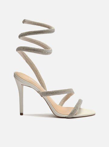 Sand Lia Branca Salto Fino Espiral Strass Aria Arezzo