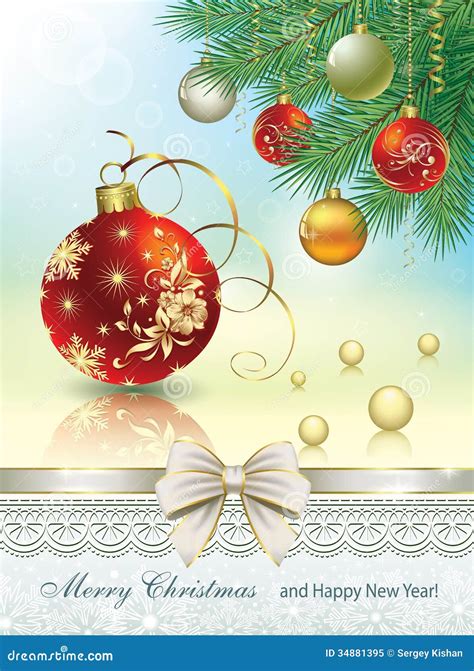 Kerstkaart Met Ballen Vector Illustratie Illustration Of Luxe 34881395