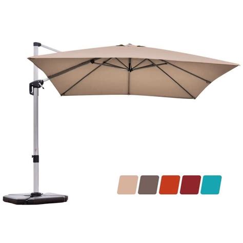 COSTWAY Parasol Déporté Carré 3M avec Base en Croix Poteau en Aluminium