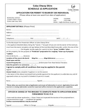 Fillable Online Schedule Application For Permit To Burn By Fax