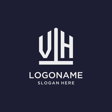 Vh Initial Monogram Logo Design With Pentagon Shape Style