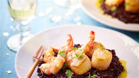 Saint Jacques Et Gambas Au Riz Noir Facile D Couvrez Les Recettes De