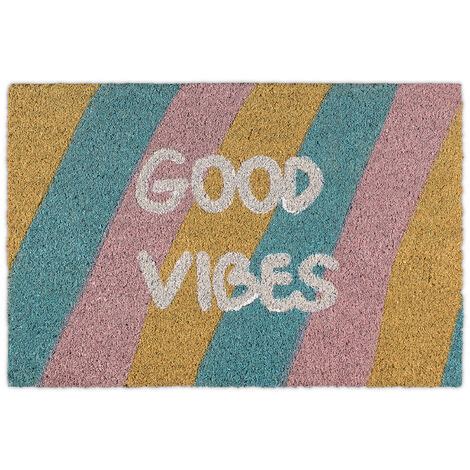 Relaxdays Zerbino Ingresso Casa Good Vibes 60x40 Cm Tappeto In