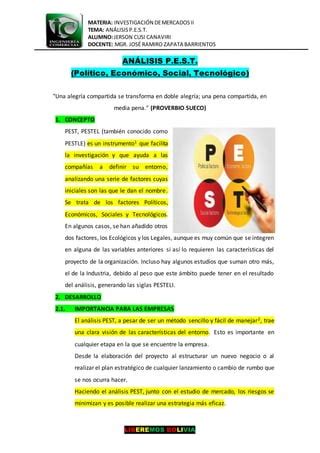 Analisis P E S T PDF