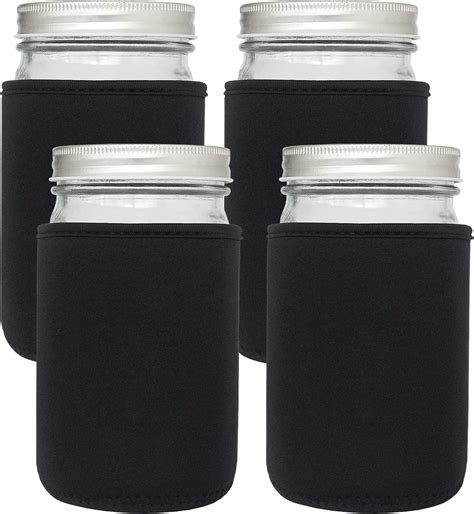 Xumbtvs 32oz Wide Mouth Mason Jar Sleeve 4 Pcs Insulated Cozy Neoprene Canning