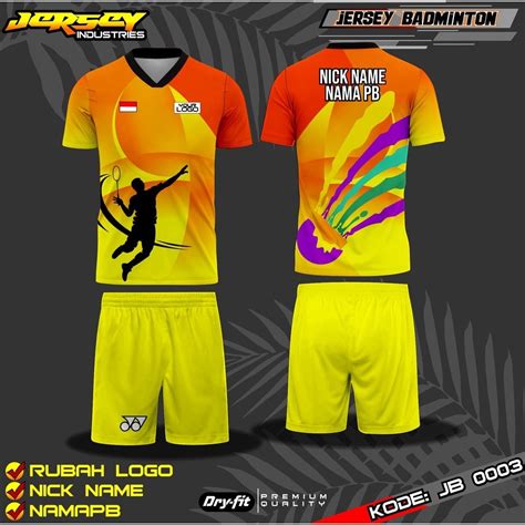 Jual Custom Jersey Bulu Tangkis Full Printing Setelan Jersey Badminton