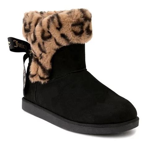 Juicy Couture Women S King Winter Boots6 Black Micro Leopard Winter