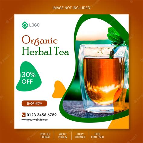 Premium PSD | Herbal Tea Social Media Post Banner Template