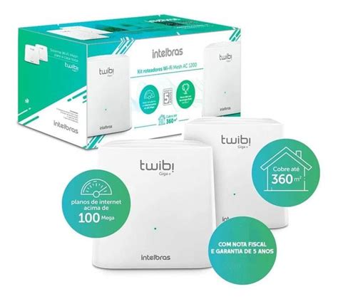 Kit 2 Roteador Wi Fi Mesh Ac1200 Mbps Dual Band Twibi Giga