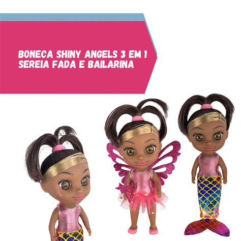 Boneca Shiny Angels 3 Em 1 Sereia Fada E Bailarina Shopee Brasil