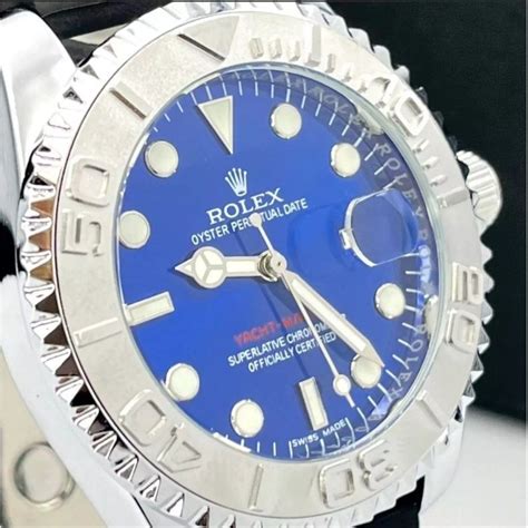 Relogio Rolex Submariner Prata Azul P Borracha Linha Ouro