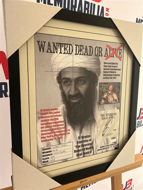 Robert Oneill Signed Wanted Osama Bin Laden Poster With PSA