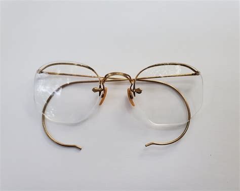 Vintage 1930s Bausch And Lomb 1 10 12k Gf Antique Rimless Gold Frame Eyeglasses Etsy