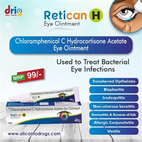 Chloramphenicol C Hydrocortisone Acetate Eye Ointment Retican H