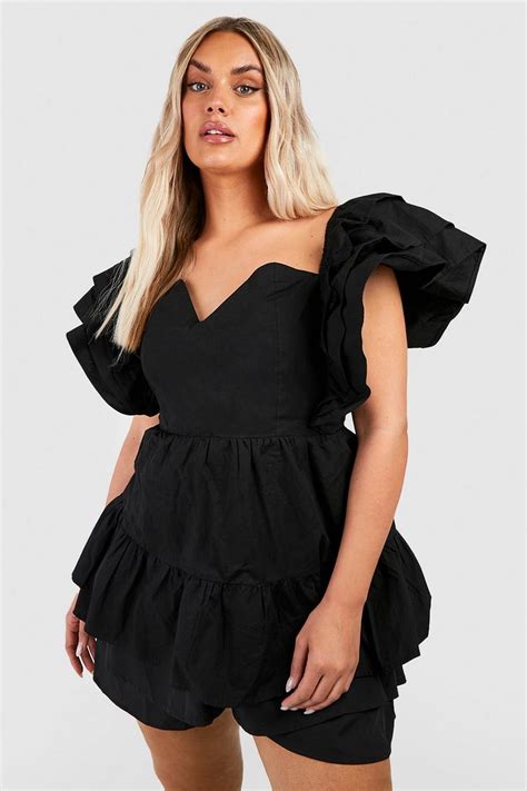 Plus Cotton Poplin Ruffle Sleeve Smock Top Boohoo