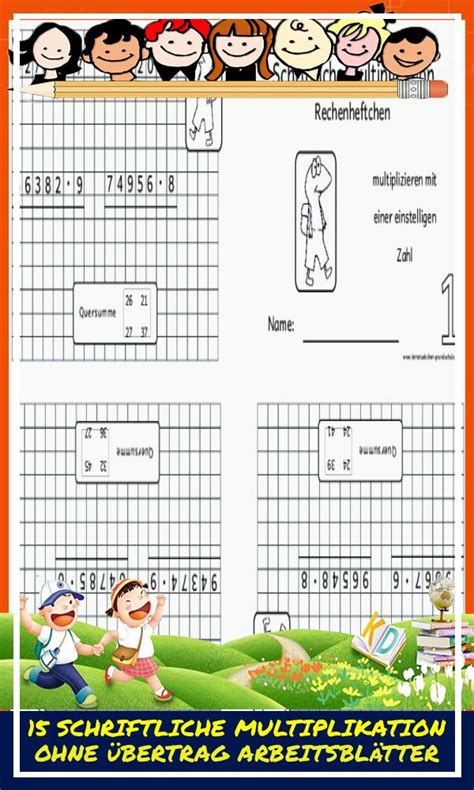 Schriftliche Multiplikation Ohne Bertrag Arbeitsbl Tter Mathe