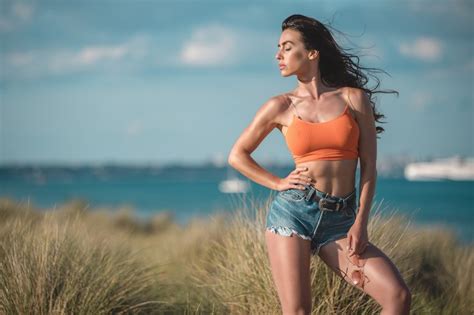 Grass Bokeh Pose Brunette Girl Hands Shorts HD Wallpaper Rare Gallery