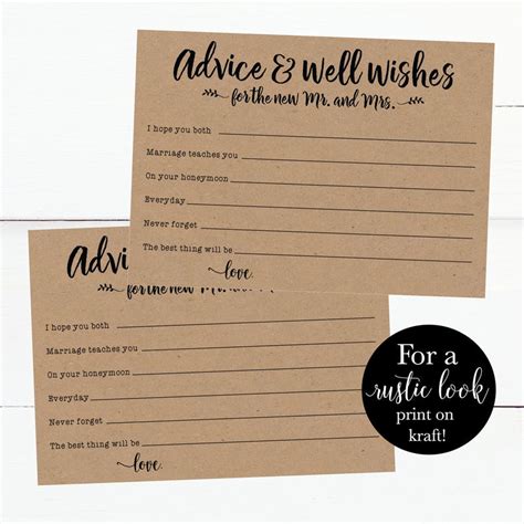 Wedding Advice Cards White Printable Wedding Advice Cards Etsy