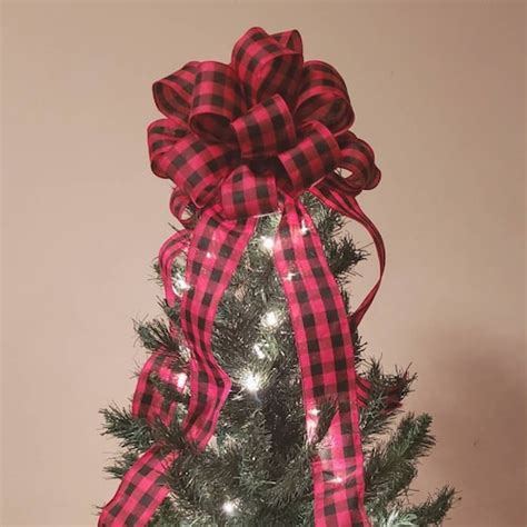 Red And Black Buffalo Plaid Wreath Bow Farmhouse Christmas Etsy