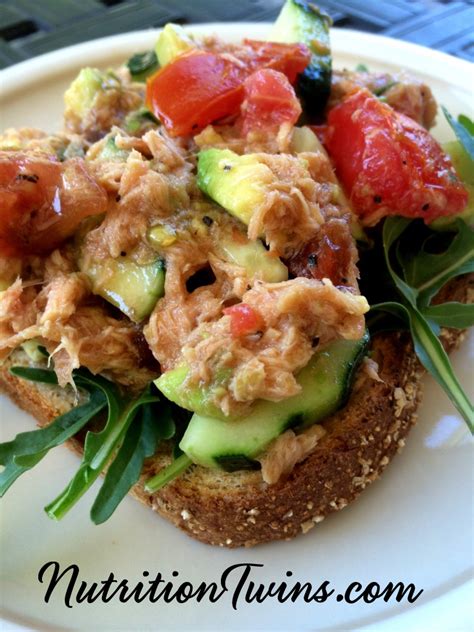 Open Faced Mediterranean Veggie Tuna Sandwich Nutrition Twins