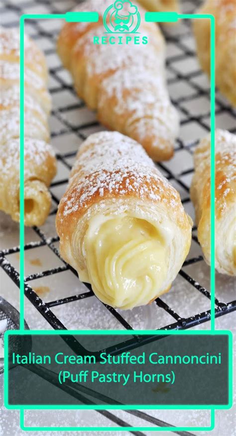 Italian Cream Stuffed Cannoncini Puff Pastry Horns 3 Seconds